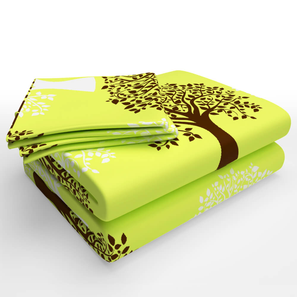 best lime yellow nature tree super king size cotton folded bedsheets